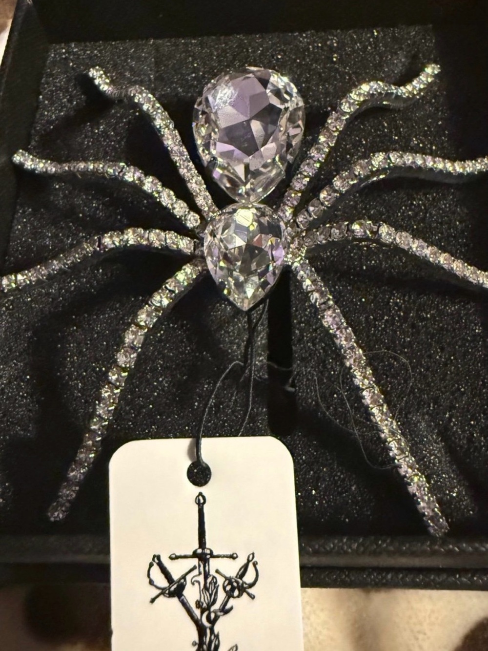 The La Femme En Noir by  Micheline Pit large spider crystal brooch